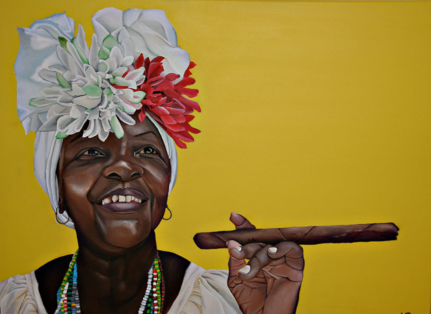 Kubanerin mit Zigarre